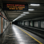 Estación vacía y mensaje de suspensión