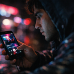 Examinando música en la ciudad