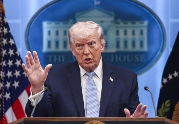 US president and secretary of defense brief media on Iran