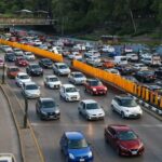 Mucho tráfico en la Ciudad, circuito interior en hora pico.