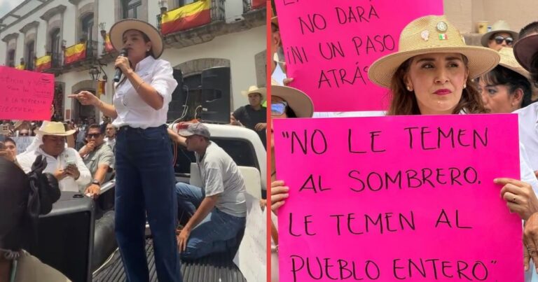 Grecia Quiroz encabeza protesta contra reforma electoral en Michoacán