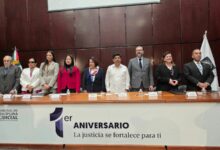 Integrantes del Tribunal de Disciplina Judicial durante la presentación de resultados de su primer año de labores