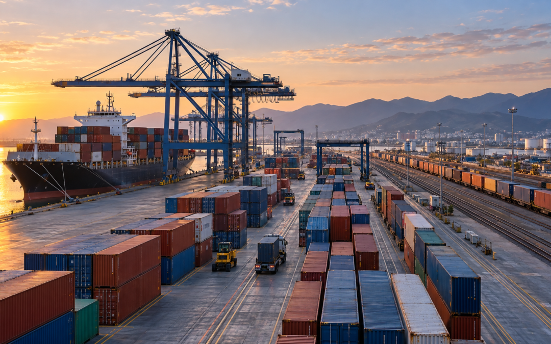 Terminal portuaria con contenedores, asociada a cadenas de suministro e inversión industrial