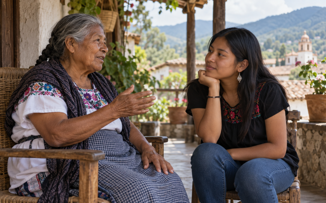 Vista de una comunidad y su entorno, asociada a la transmisión de lenguas y conocimientos locales