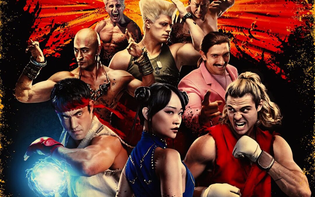 Ryu, Chun-Li y Ken al frente de Guile, Dhalsim, Vega y otros peleadores en arte promocional de Street Fighter